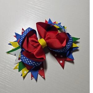 Adorable Handmade Large Multi Colored Bright Layered Bow ~NEW~ Casual Preppy